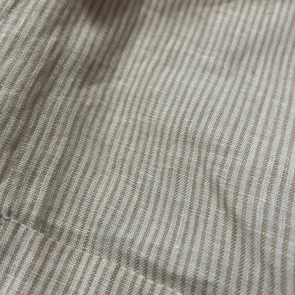 Haven Well Within NWOT 100% linen white tan striped button down oversized shirt - Picture 9 of 12